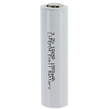 Exell Battery 3.2V 1500mAh Li-FePO4 18650 Rechargeable FLAT TOP Battery For Solar Lights EB-LFP-18650-1500-FLAT